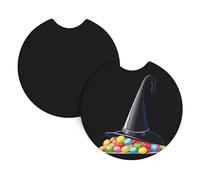 Car Coasters 2 Pack YYHHAOFA Candy under the witch hat Printed Odorless Cup Holder Coasters for All Standard Cup Holders, Perfect for Cars, Trucks, SUVs -2.7 in