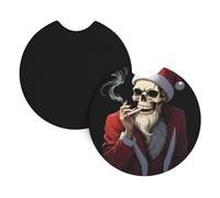 Car Coasters 2 Pack YYHHAOFA Cool Christmas skull Printed Odorless Cup Holder Coasters for All Standard Cup Holders, Perfect for Cars, Trucks, SUVs -2.7 in