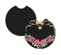 Car Coasters 2 Pack YYHHAOFA Crown Love Rose Printed Odorless Cup Holder Coasters for All Standard Cup Holders, Perfect for Cars, Trucks, SUVs -2.7 in
