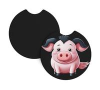 Car Coasters 2 Pack YYHHAOFA Cute cartoon pig Printed Odorless Cup Holder Coasters for All Standard Cup Holders, Perfect for Cars, Trucks, SUVs -2.7 in