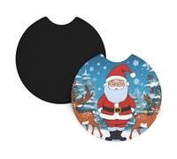 Car Coasters 2-Pack Yyhhaofa Cute Christmas Deer Pattern Durable Chloroprene Rubber, Waterproof, Quick Drying, Odorless Cup Holder Protectors