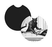 Car Coasters 2 Pack YYHHAOFA Fierce werewolf Printed Odorless Cup Holder Coasters for All Standard Cup Holders, Perfect for Cars, Trucks, SUVs -2.7 in