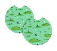 Car Coasters 2 Pack YYHHAOFA golf on the lawn Printed Odorless Cup Holder Coasters for All Standard Cup Holders, Perfect for Cars, Trucks, SUVs -2.7 in