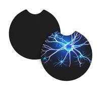 Car Coasters 2-Pack Yyhhaofa Neuron Extensions Pattern Durable Chloroprene Rubber, Waterproof, Quick Drying, Odorless Cup Holder Protectors