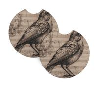 Car Coasters 2-Pack Yyhhaofa Nightingale Notes Pattern Durable Chloroprene Rubber, Waterproof, Quick Drying, Odorless Cup Holder Protectors