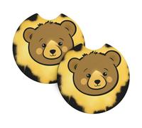 Car Coasters 2-Pack Yyhhaofa The Little Bear In The Gold Powder Pattern Durable Chloroprene Rubber, Waterproof, Quick Drying, Odorless Cup Holder Protectors