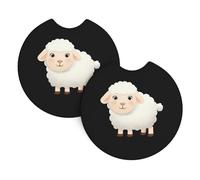 Car Coasters 2-Pack Yyhhaofa The Shy Little Sheep Pattern Durable Chloroprene Rubber, Waterproof, Quick Drying, Odorless Cup Holder Protectors