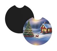 Car Coasters 2 Pack YYHHAOFA Winter Christmas Printed Odorless Cup Holder Coasters for All Standard Cup Holders, Perfect for Cars, Trucks, SUVs -2.7 in