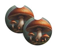 Car Coasters 2 Pack YYHWHJDE A big mushroom Picture Odorless Cup Holder Coasters for All Standard Cup Holders, Perfect for Cars, Trucks, SUVs -2.7 in