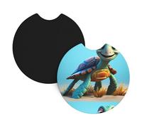 Car Coasters 2-Pack Yyhwhjde Cartoon Sea Turtle Prints Durable Chloroprene Rubber, Waterproof, Quick Drying, Odorless Cup Holder Protectors