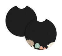 Car Coasters 2-Pack Yyhwhjde Curious Baby Hedgehog Prints Durable Chloroprene Rubber, Waterproof, Quick Drying, Odorless Cup Holder Protectors