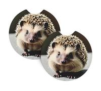 Car Coasters 2-Pack Yyhwhjde Cute Hedgehog Prints Durable Chloroprene Rubber, Waterproof, Quick Drying, Odorless Cup Holder Protectors