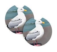 Car Coasters 2-Pack Yyhwhjde Cute Seagull Prints Durable Chloroprene Rubber, Waterproof, Quick Drying, Odorless Cup Holder Protectors