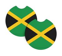 Car Coasters 2-Pack Yyhwhjde Flag Of Jamaica Prints Durable Chloroprene Rubber, Waterproof, Quick Drying, Odorless Cup Holder Protectors