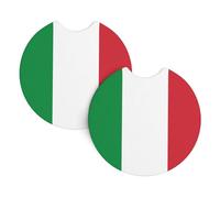 Car Coasters 2-Pack Yyhwhjde Italian Flag Prints Durable Chloroprene Rubber, Waterproof, Quick Drying, Odorless Cup Holder Protectors