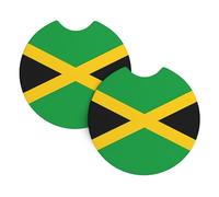 Car Coasters 2-Pack Yyhwhjde Jamaica Flag Prints Durable Chloroprene Rubber, Waterproof, Quick Drying, Odorless Cup Holder Protectors