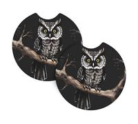 Car Coasters 2 Pack YYHWHJDE Late Night Owl Pattern Odorless Cup Holder Coasters for All Standard Cup Holders, Perfect for Cars, Trucks, SUVs -2.7 in