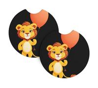 Car Coasters 2 Pack YYHWHJDE Little lion holding a big balloon Picture Odorless Cup Holder Coasters for All Standard Cup Holders, Perfect for Cars, Trucks, SUVs -2.7 in