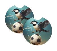 Car Coasters 2 Pack YYHWHJDE Little swallow stepping on the ball Pattern Odorless Cup Holder Coasters for All Standard Cup Holders, Perfect for Cars, Trucks, SUVs -2.7 in