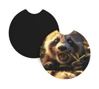 Car Coasters 2-Pack Yyhwhjde Panda Eating Bamboo Prints Durable Chloroprene Rubber, Waterproof, Quick Drying, Odorless Cup Holder Protectors