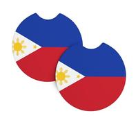 Car Coasters 2-Pack Yyhwhjde Philippine Flag Prints Durable Chloroprene Rubber, Waterproof, Quick Drying, Odorless Cup Holder Protectors