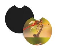 Car Coasters 2-Pack Yyhwhjde Red Dragonfly On Branch Prints Durable Chloroprene Rubber, Waterproof, Quick Drying, Odorless Cup Holder Protectors
