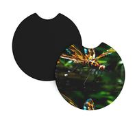Car Coasters 2-Pack Yyhwhjde Red Dragonfly Prints Durable Chloroprene Rubber, Waterproof, Quick Drying, Odorless Cup Holder Protectors