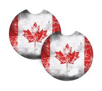 Car Coasters 2 Pack YYHWHJDE Retro Canada Flag Pattern Odorless Cup Holder Coasters for All Standard Cup Holders, Perfect for Cars, Trucks, SUVs -2.7 in