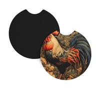 Car Coasters 2-Pack Yyhwhjde Rooster Print Prints Durable Chloroprene Rubber, Waterproof, Quick Drying, Odorless Cup Holder Protectors
