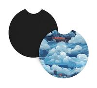 Car Coasters 2-Pack Yyhwhjde Steam Train Clouds Prints Durable Chloroprene Rubber, Waterproof, Quick Drying, Odorless Cup Holder Protectors