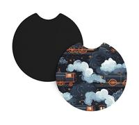 Car Coasters 2-Pack Yyhwhjde Steam Train Prints Durable Chloroprene Rubber, Waterproof, Quick Drying, Odorless Cup Holder Protectors