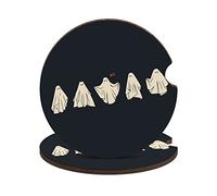 Car Coasters, 2PCS Car Cup Holder Coaster Insert Car Accessories Interior Car Decor Funny Halloween Scary Ghostly Design for Your Car Women Girl Men