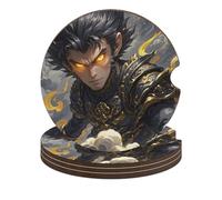 Car Coasters 4PCS Wukong Monkey Car Cup Holder Coaster Non-Slip Drink Coasters Absorbent Coffee Cup Pad Wood Car Coasters Universal Auto Cup Mats Car Interior Accessories for Most Vehicle