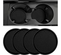 Car Coasters for BMW 3 3er F31 Touring Bj. 2012-2019-2025, Cup Holder Inserts Anti-Slip Silicone Mats Vehicle Interior Accessories Rubber Console Pads, Pack of 4, Black