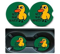 Car Coasters for Cup Holders,2 Pack Duck Got Any Grapes Car Coasters,2.75" Universal Size Anti Slip Rubber Mat,Automotive Cup Holder Decal Decor Accessories,Duck Gifts for Women,Men,Mom