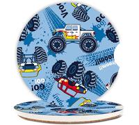 Car Coasters for Cup Holders, Car Cup Holder Coaster, Cute Car Accessories for Women Interior, 2PCS Cup Holder Coasters for Car, Anti Slip Rubber Cup Mat with A Finger Notch(Blue car)