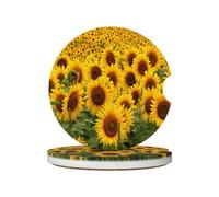 Car Coasters for Cup Holders Cute Sunflower Car Cup Coaster Insert Mug Mats Accessories Interior for Suv Truck, 2 Pcs, 6.5cm / 2.6 Inch