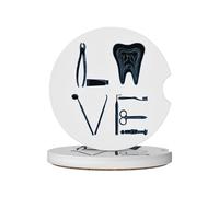 Car Coasters for Cup Holders Dental Love Dentist Hygienist Car Cup Coaster Insert Mug Mats Accessories Interior for Suv Truck, 2 Pcs, 6.5cm / 2.6 Inch
