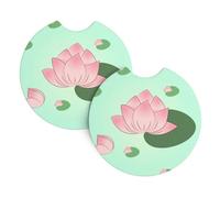 Car Coasters for Cup Holders - Set of 2 Lotus flowers waiting to bloom Prints Durable and Stylish| Waterproof, Anti-slip | Perfect Car Accessories