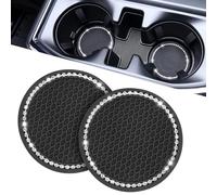 Car Coasters for Nissan Rogue S/SV/SL/Platinum/Murano/Rogue/Armada, 2 PCS Exquisite Silicone Earthquake Thermal Insulation Dust-Proof Anti-Slip Interior Flexible Diamond,A