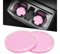 Car Coasters for Porsche Macan 2014 2015 2016 2017 2018 2019 2020 2021 2022 2023 2024, 2 PCS Exquisite Silicone Earthquake Thermal Insulation Dust-Proof Anti-Slip Interior Flexible Diamond