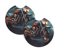 Car Coasters set of 2 BROLEO Cool motorcycle Printing Odorless Cup for All Standard Cup Holders, Perfect for Cars, Trucks, SUVs -2.7 in