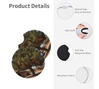 Car Coasters set of 2 BROLEO Date trees in the garden Printing Odorless Cup for All Standard Cup Holders, Perfect for Cars, Trucks, SUVs -2.7 in