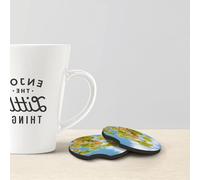 Car Coasters set of 2 BROLEO Ginkgo leaves under the blue sky Printing Odorless Cup for All Standard Cup Holders, Perfect for Cars, Trucks, SUVs -2.7 in