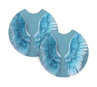 Car Coasters set of 2 BROLEO Sky blue wings Printing Odorless Cup for All Standard Cup Holders, Perfect for Cars, Trucks, SUVs -2.7 in