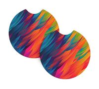 Car Coasters set of 2 Universal Auto non Slip Insert Coaster for Women Men Abstract colors pattern Car Cup Mat with A Finger Notch for Most Car Interior