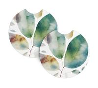 Car Coasters set of 2 Universal Auto non Slip Insert Coaster for Women Men Art color Leaf Car Cup Mat with A Finger Notch for Most Car Interior