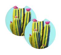 Car Coasters set of 2 Universal Auto non Slip Insert Coaster for Women Men belleza cactus Car Cup Mat with A Finger Notch for Most Car Interior