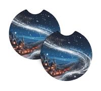 Car Coasters set of 2 Universal Auto non Slip Insert Coaster for Women Men Christmas is coming Car Cup Mat with A Finger Notch for Most Car Interior