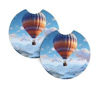 Car Coasters set of 2 Universal Auto non Slip Insert Coaster for Women Men Hot Air Balloon Car Cup Mat with A Finger Notch for Most Car Interior